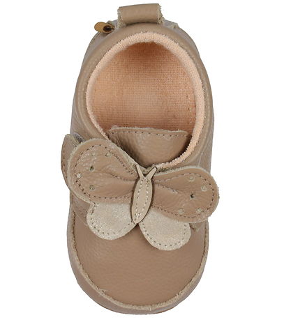 Melton Soft Sole Leather Shoes - Natural w. Butterfly