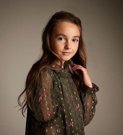 Creamie Dress - Flower Dot - Olive Night