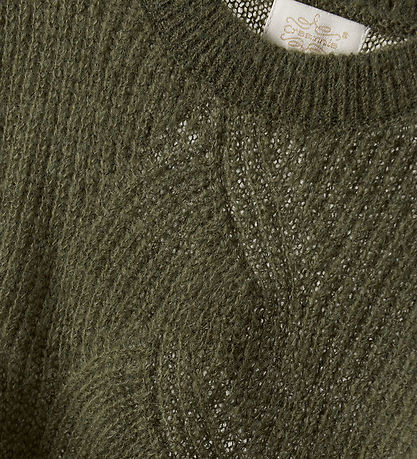 Creamie Blouse - Knitted - Olive Night w. Pointelle
