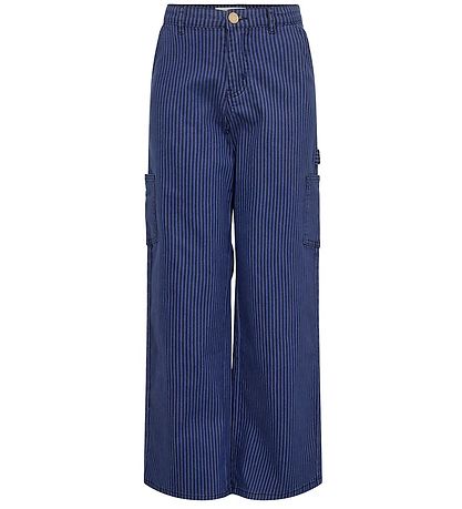 Sofie Schnoor Meisjes Jeans - Raster - Kobalt gestreept