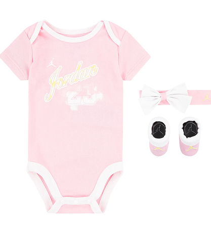 Jordan Gift Box - Booties/Beanie/Bodysuit s/s - Pink/White