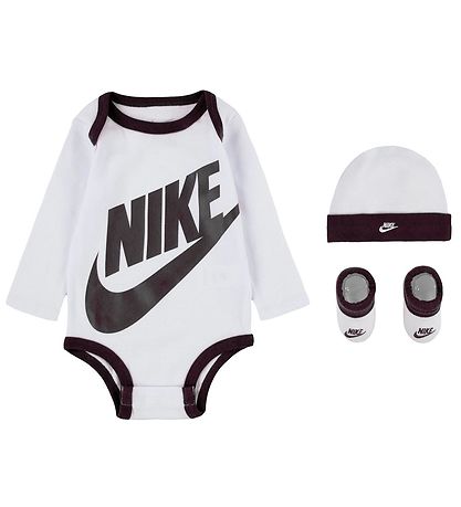 Nike Gift Box - Booties/Beanie/Bodysuit l/s - Futura - White w. 
