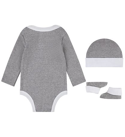 Nike Gift Box - Booties/Beanie/Bodysuit l/s - Gårmeléret/White Nike Gift Box - Booties/Beanie/Bodysuit l/s - Gårmeléret/White