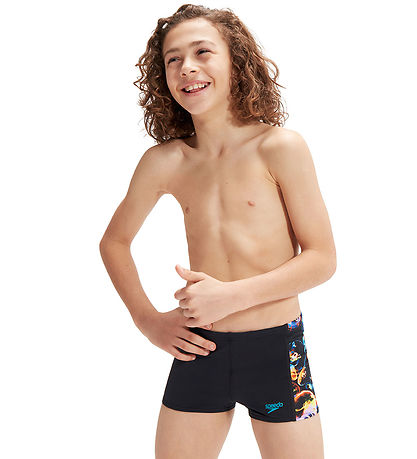 Speedo Swim Trunks - Digital Panel Aquashorts - Black/Orange
