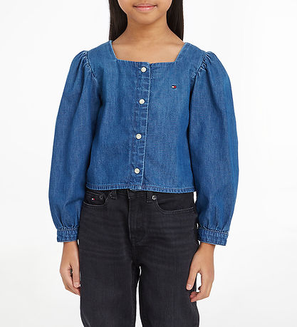 Tommy Hilfiger Shirt blouse - Square Neckline Denim - Marineblue