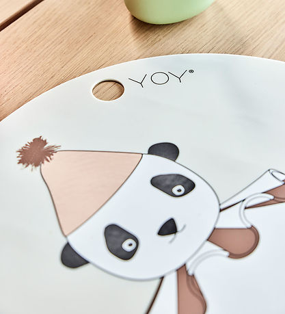 OYOY Ruokailualusta - Silikoni - Panda Pompom - Offwhite