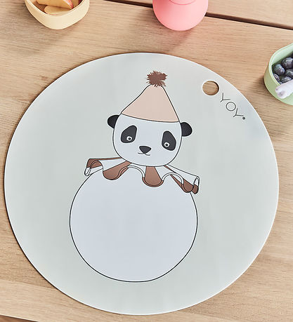 OYOY Ruokailualusta - Silikoni - Panda Pompom - Offwhite