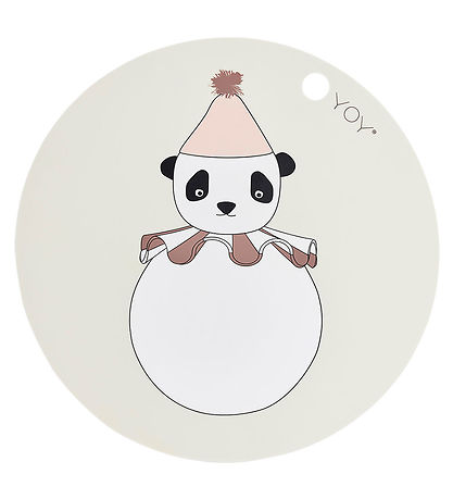 OYOY Ruokailualusta - Silikoni - Panda Pompom - Offwhite