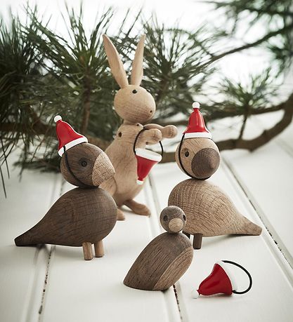 Kay Bojesen Träfigur - Tomtemössa - 6 cm - Liten - Röd/Vit