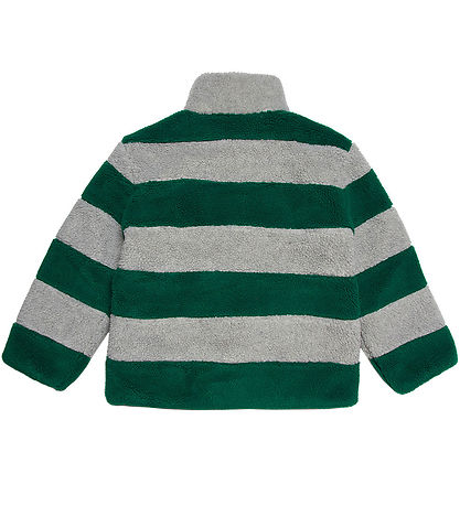 Marni Fleece Jacket w. Lining - Grey Melange/Green Striped w. Na
