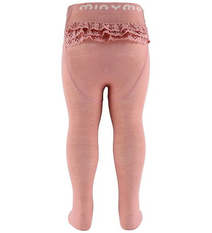 Minymo Tights w. Lace - Rose Cloud