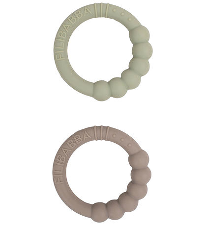 Filibabba Beißringe - Silikon - 2er-Pack - Warm Grey/Öl Green