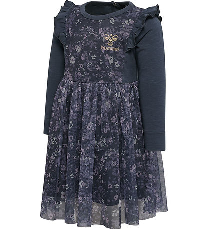 Hummel Tüllkleid - hmlOann - Ombre Blue/Lila m. Blumen