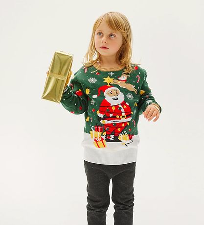 Jule-Sweaters Bluse m. Hell - Santa Weihnachtsstern - Dunkelgrün Jule-Sweaters Bluse m. Hell - Santa Weihnachtsstern - Dunkelgrün