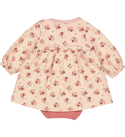 Müsli Bodysuit w. Skirt l/s - Dahlia - Rose Sugar w. Flowers