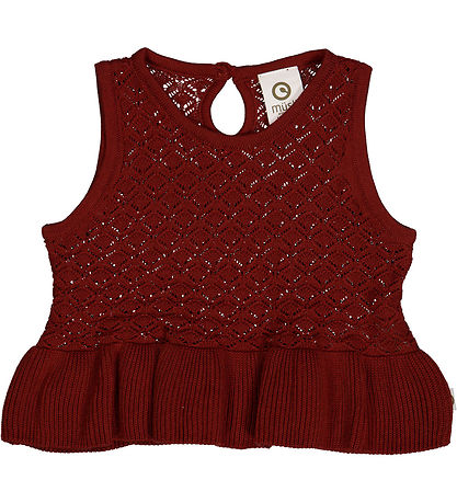 Müsli Waistcoat - Knit Scallop - Russet w. Pointelle Müsli Waistcoat - Knit Scallop - Russet w. Pointelle