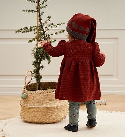 Müsli Weihnachtsmütze - Strick-Jacquard - Rotbraun