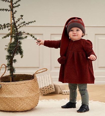 Müsli Weihnachtsmütze - Strick-Jacquard - Rotbraun