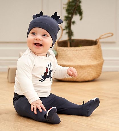 Müsli Trousers w. Feet - Santa - Night Blue
