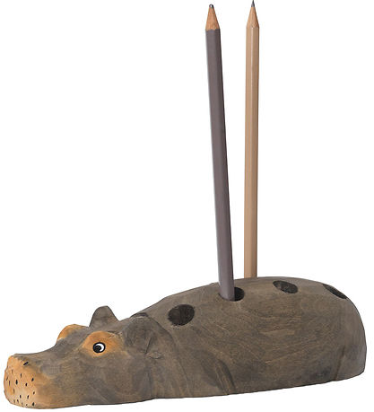 ferm Living Pencil holder - Hippo - 19x7x4.5 cm - Hand-carved Wo