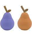 OYOY Cups w. Straws - 2-Pack - Pear - Silicone - Apricot/Purple OYOY Cups w. Straws - 2-Pack - Pear - Silicone - Apricot/Purple
