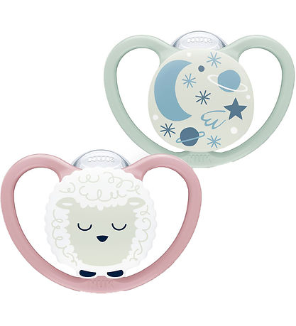 Tétine Nuk - 2 Pack - Space Night - Rose/Vert