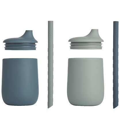 Liewood Cups w. Straws - Silicone - 2-Pack - Ellis - Whale Blue