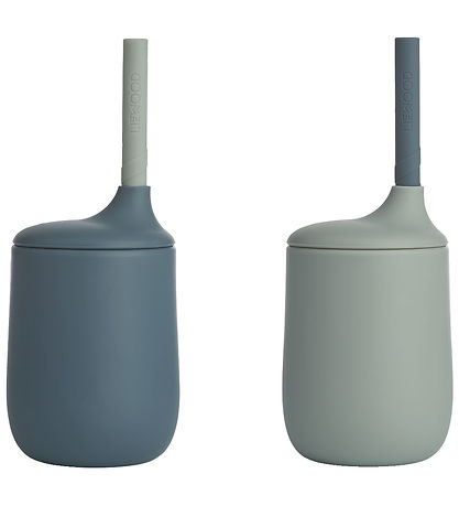 Liewood Cups w. Straws - Silicone - 2-Pack - Ellis - Whale Blue Liewood Cups w. Straws - Silicone - 2-Pack - Ellis - Whale Blue
