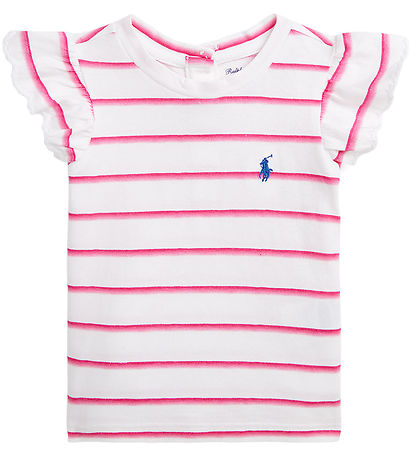 T-Shirt Polo Ralph Lauren - Blanc/Rose à Rayures