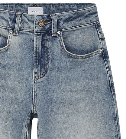 Grunt Jeans - Breitt lágt mitti - Blár