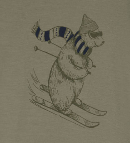 Hust and Claire Blouse - Wool/Bamboo - Abba - Khaki w. Print Hust and Claire Blouse - Wool/Bamboo - Abba - Khaki w. Print