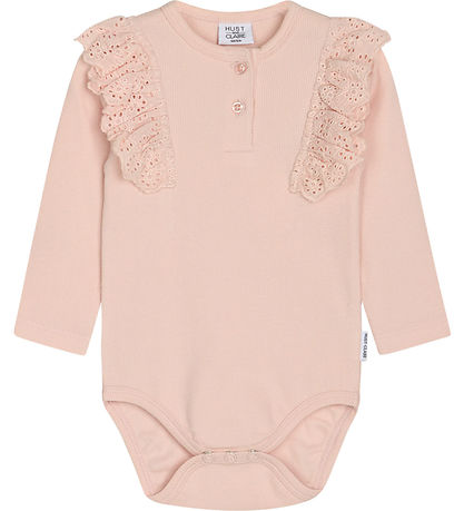 Hust and Claire Bodysuit l/s - Rib - Belize - Peach Dust w. Ruff Hust and Claire Bodysuit l/s - Rib - Belize - Peach Dust w. Ruff