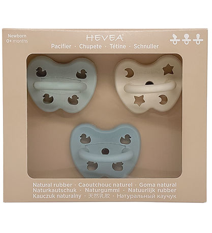 Hevea Dummies - 0-3 Mths. - 3-Pack - Natural Rubber - Boy Mix Hevea Dummies - 0-3 Mths. - 3-Pack - Natural Rubber - Boy Mix