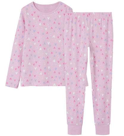 Name It Pyjama Set - Noos - NkfNightset - Pink Lavender w. Heart Name It Pyjama Set - Noos - NkfNightset - Pink Lavender w. Heart