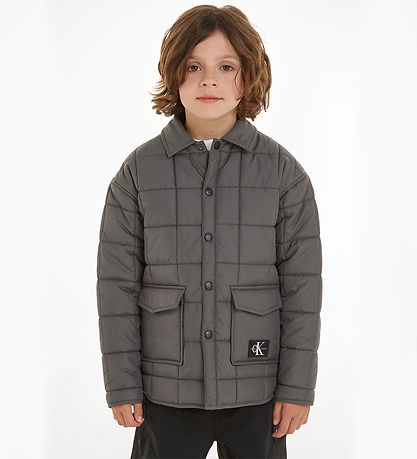 Calvin Klein Thermo Jacket - Quilted Badge - Dark Grey