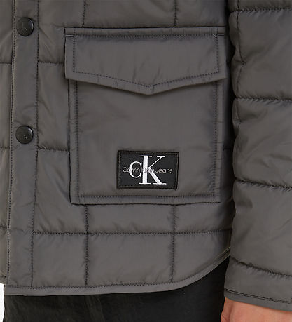 Calvin Klein Thermo Jacket - Quilted Badge - Dark Grey
