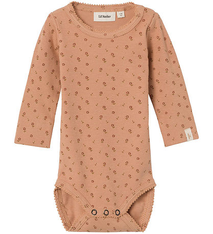 Lil' Atelier Bodysuit l/s - NbfGago - Noos - Nougat w. Flowers Lil' Atelier Bodysuit l/s - NbfGago - Noos - Nougat w. Flowers