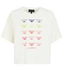 T-Shirt Emporio Armani - Recadré - Blanc av. Logos