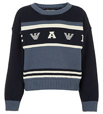 Emporio Armani Blouse - Knitted - Dusty Blue/Navy/White