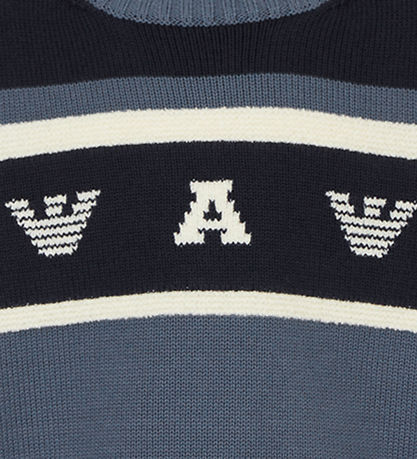 Emporio Armani Blouse - Knitted - Dusty Blue/Navy/White