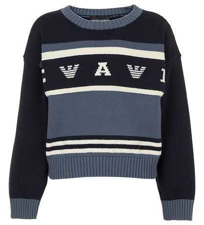 Emporio Armani Blouse - Knitted - Dusty Blue/Navy/White
