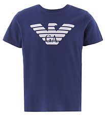 T-Shirt Emporio Armani - Bleu/Blanc av. Logo