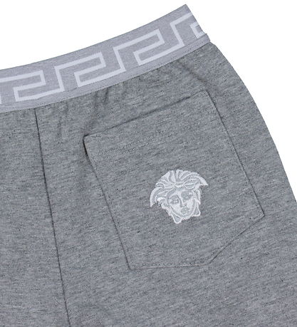 Versace Sweat Shorts - Grey Melange w. White Versace Sweat Shorts - Grey Melange w. White