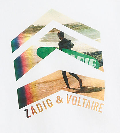 Zadig & Voltaire Stuttermabolur - Toby - Hvítur M. Surfer Zadig & Voltaire Stuttermabolur - Toby - Hvítur M. Surfer