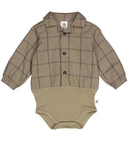Müsli Shirt Bodysuit l/s - Check - Cashew