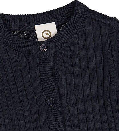 Müsli Cardigan - Prjónað Rib - Nótt Blue