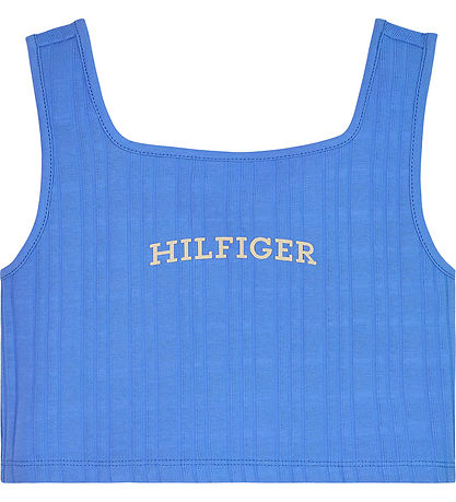 Tommy Hilfiger Top - Cropped - Rib - Blue Spell w. White Tommy Hilfiger Top - Cropped - Rib - Blue Spell w. White
