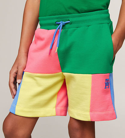 Tommy Hilfiger Sweat Shorts - U Colorblock Monogram - Green/Yell