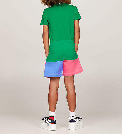 Tommy Hilfiger Sweat Shorts - U Colorblock Monogram - Green/Yell