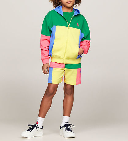 Tommy Hilfiger Sweat Shorts - U Colorblock Monogram - Green/Yell